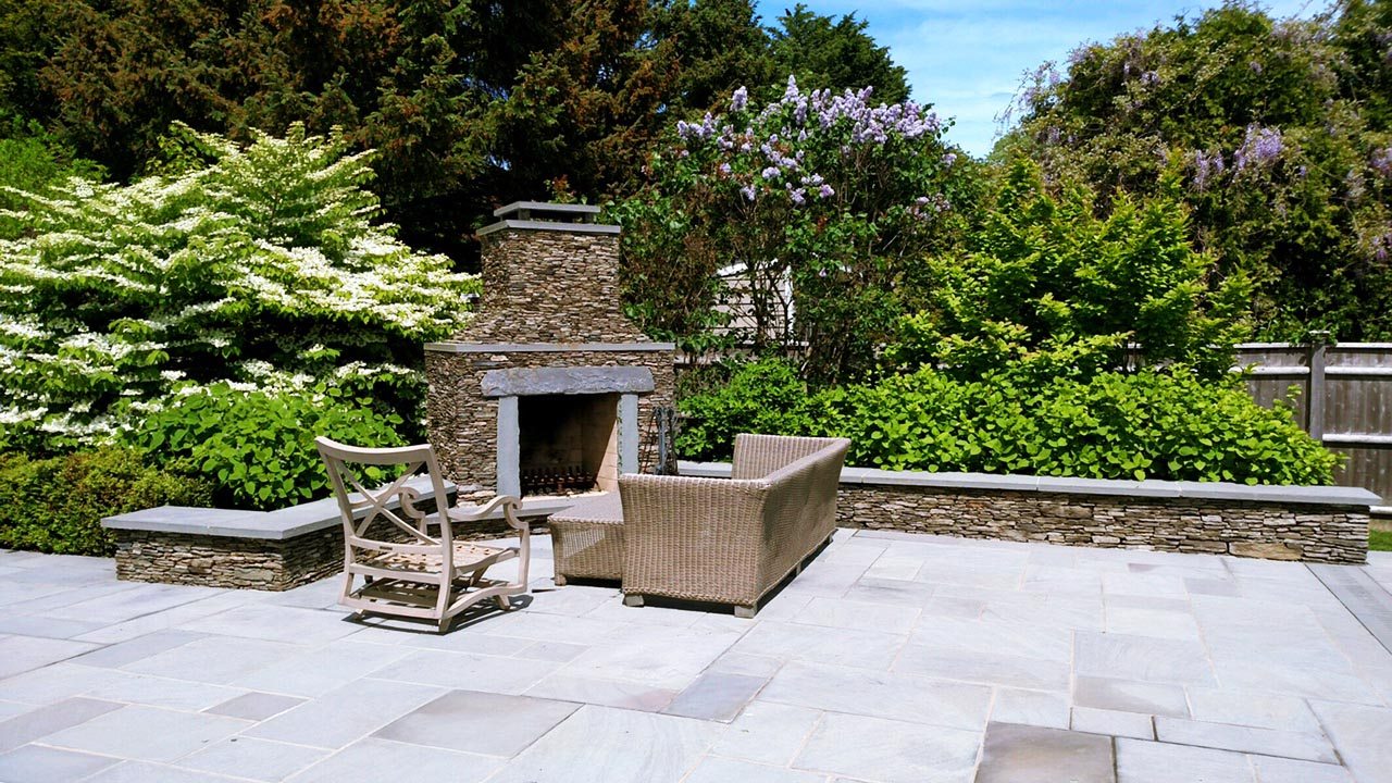 patio and fireplace
